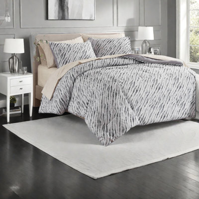 De literie pour très grand lit deux pièces, édredon moderne en polyester gris et draps