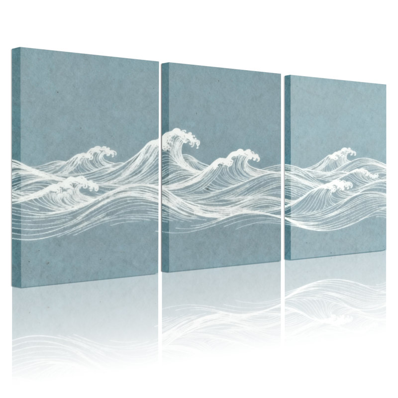 «Nautical & Beach Wave», ensemble de 3 impressions sur toile, H 18 po x l 36 po