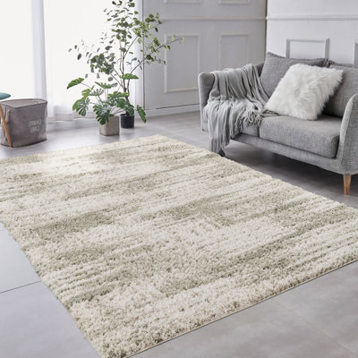 Haven Green & Beige Abstract Shag Modern Rug