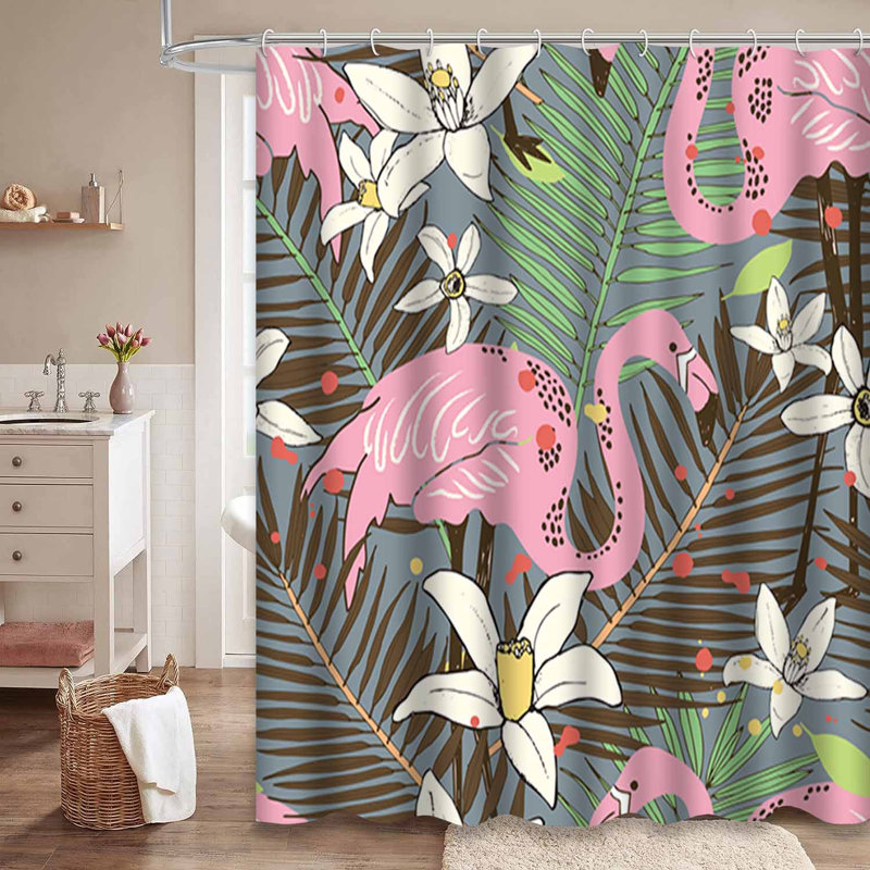 Rideau de douche imperméable à motif abstrait palmier tropical avec 12 crochets, L 72 po x l 72 po