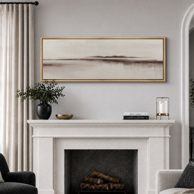 Minimalist Neutral Horizon Abstract Landscape Calm Wall Decor Extra Large Pictures Framed Canvas Print Wall Art