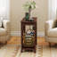 Table de bout Huspon 24 po avec station de charge, table d'appoint en bois avec tablette de rangement, table de bout étroite avec ports USB et prise de courant pour le salon, la chambre à coucher-1925180306