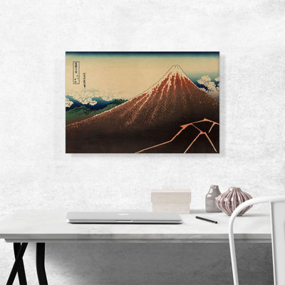 Lightning Below The Summit Storm Below Mount Fuji 1832 by Katsushika Hokusai - Wrapped Canvas Painting