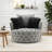 Oversized Round Button Tufted Swivel Chair With Faux Fur Pillows And 360-Degree Swivel-111054435