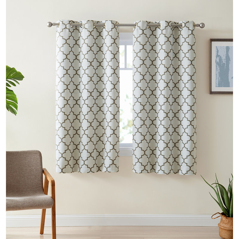 Alexuis Blackout Curtain Pair, Platinum White/Gray, 37" W x 54" L