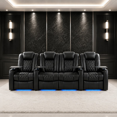Power Zero Gravity Top Grain Leather Home Theater Recliner Seating