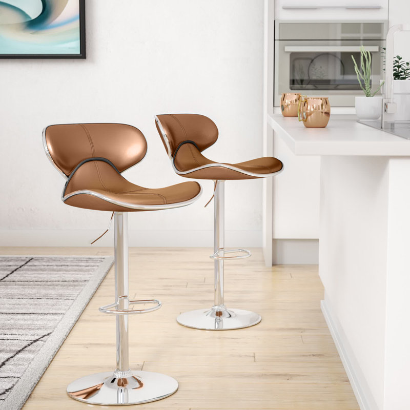 Leopoldo Swivel Upholstered Adjustable with Metal Frame, Camel