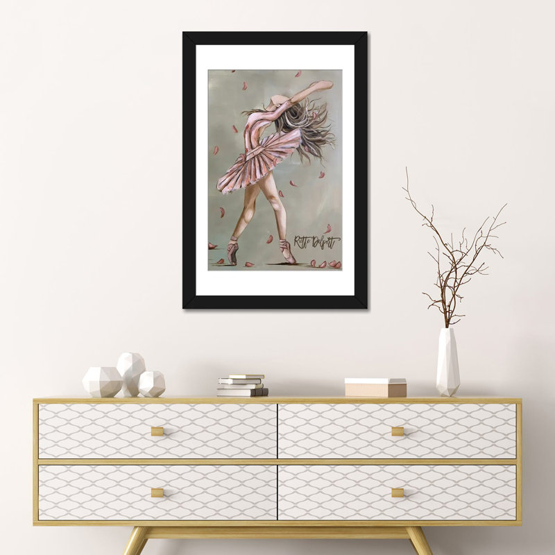 Danse de ballerine - impression d'art mural - papier d'art encadré, Noir, Open Corner Framed Print Paper with Mat