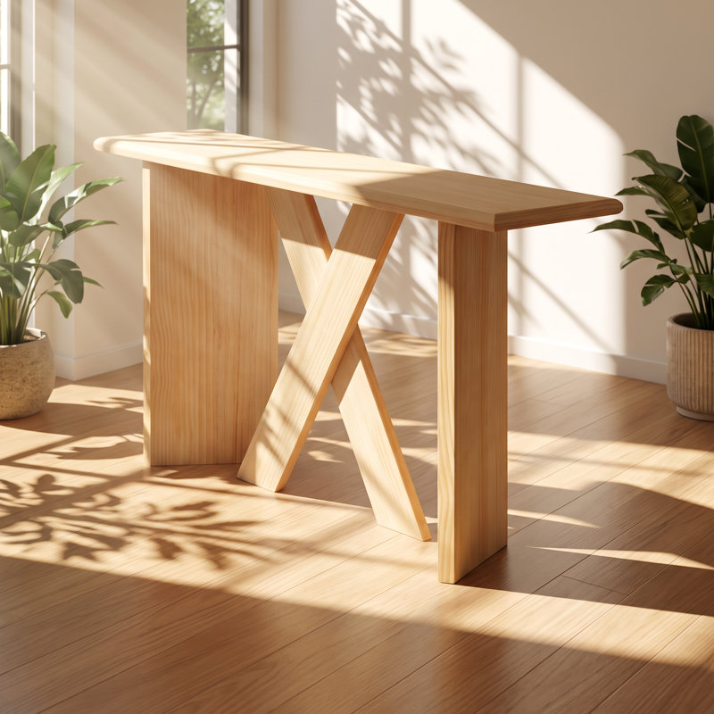 Table console Christopher Knight Home en placage de pin, structure en X, 153 cm (L) x 31 cm (P) x 77 cm (H)
