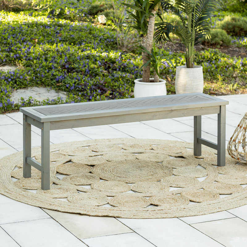 Harbison Acacia Wood Picnic Patio Bench, Gray Wash