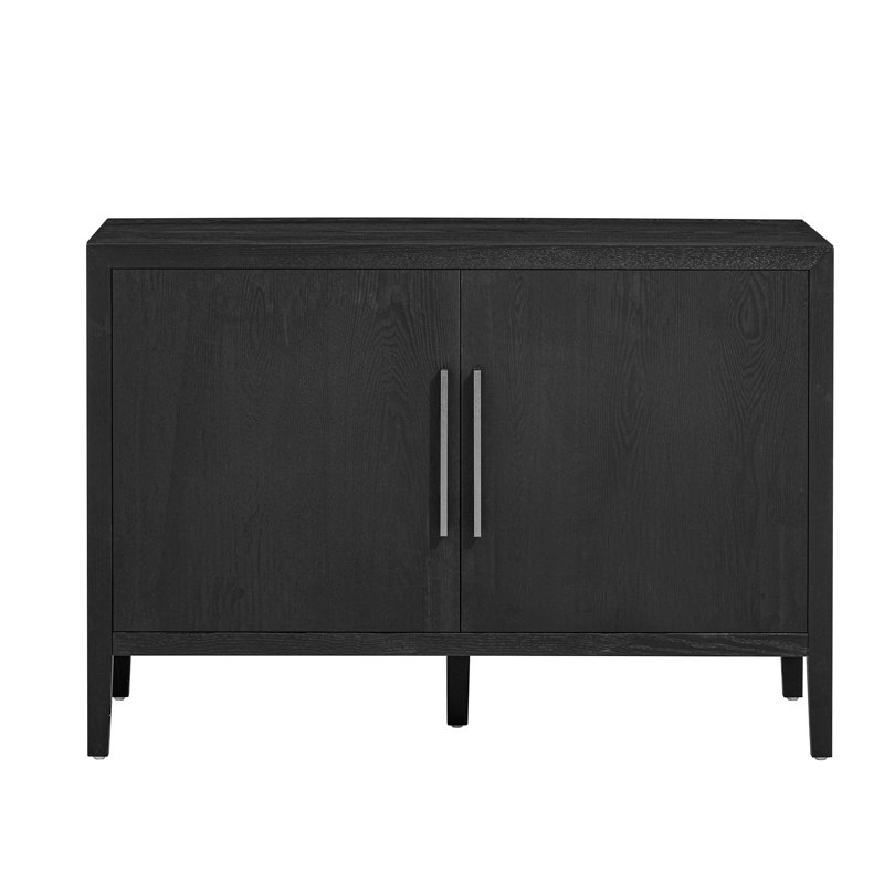 Buffet décoratif, buffet en bois avec 2 portes, Noir, noir, noir, noir