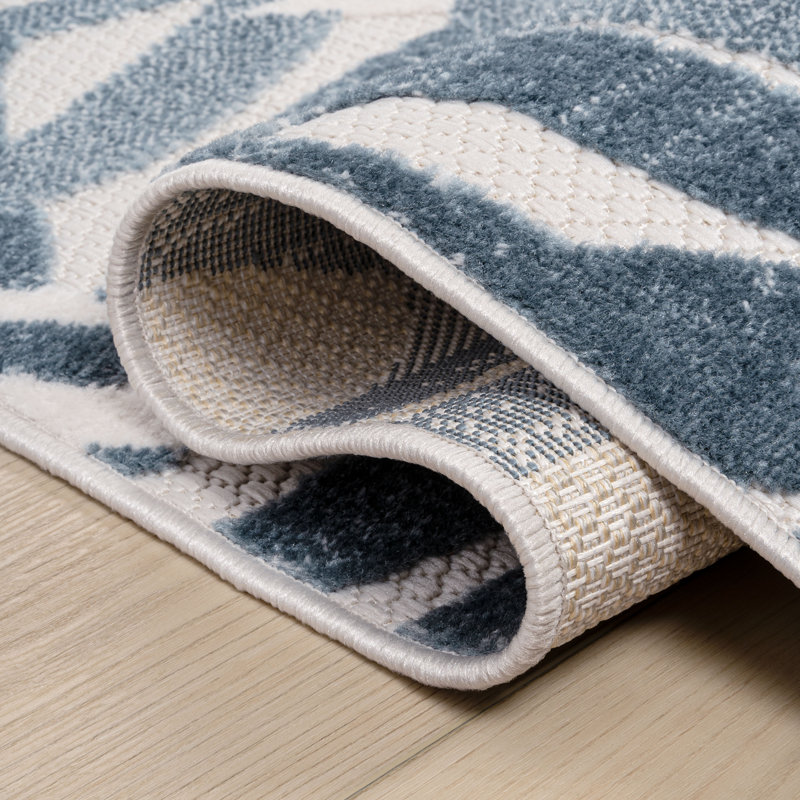 Tapis intérieur / extérieur Tropics, Cream/Dark Blue, Rectangle 5 pi 3 po x 7 pi 7 po