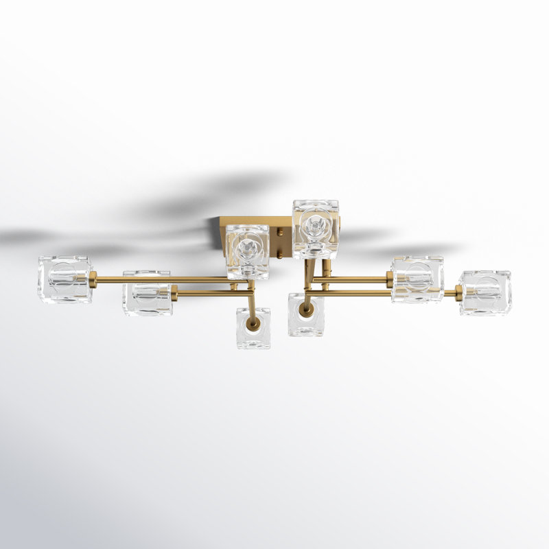 Elick Glass Semi Flush Mount, Satin Gold