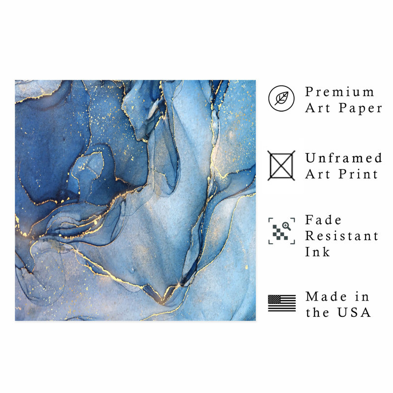 «Abstract Blue Crystal Fractals», reproduction d'art moderne sans cadre, H 12 po x l 12 po