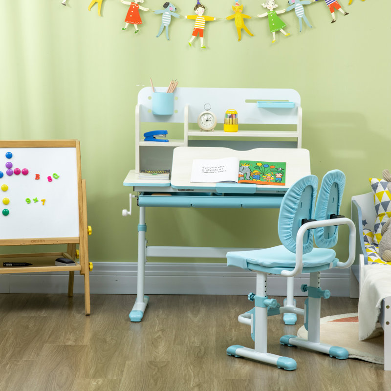 Dalessio Kids 2 Piece Rectangular Desk Or Activity Chair and Chair Set, Blue