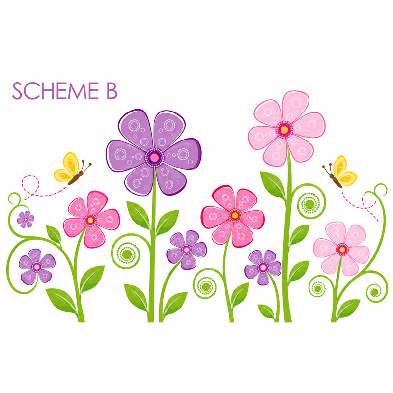 Décalcomanie murale fleur et papillon, Schéma B