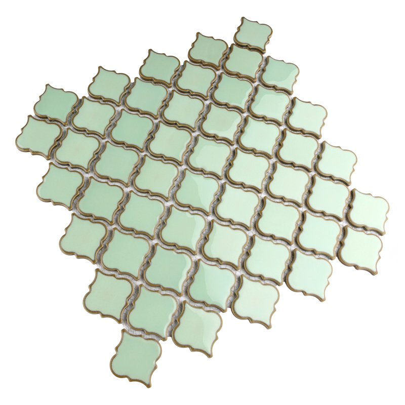 Hudson Tangier 12-3/8 " x 12-3/8 " Porcelain Mosaic Floor and Wall Tile, Light Green