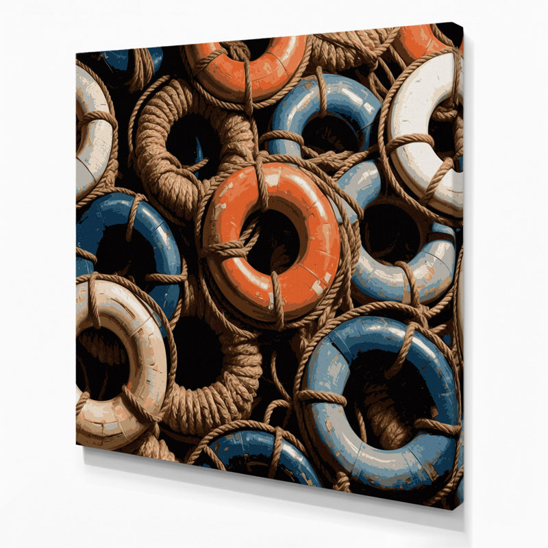 Art nautique sur toile brun, H 12 po x l 12 po