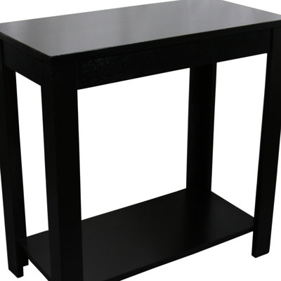 24" Tall Wood End Table In Black - Classy And Rustic Supports 250 Lbs Wooden Side Smooth Hue Matches Any Basement Solid Bearing Capacity