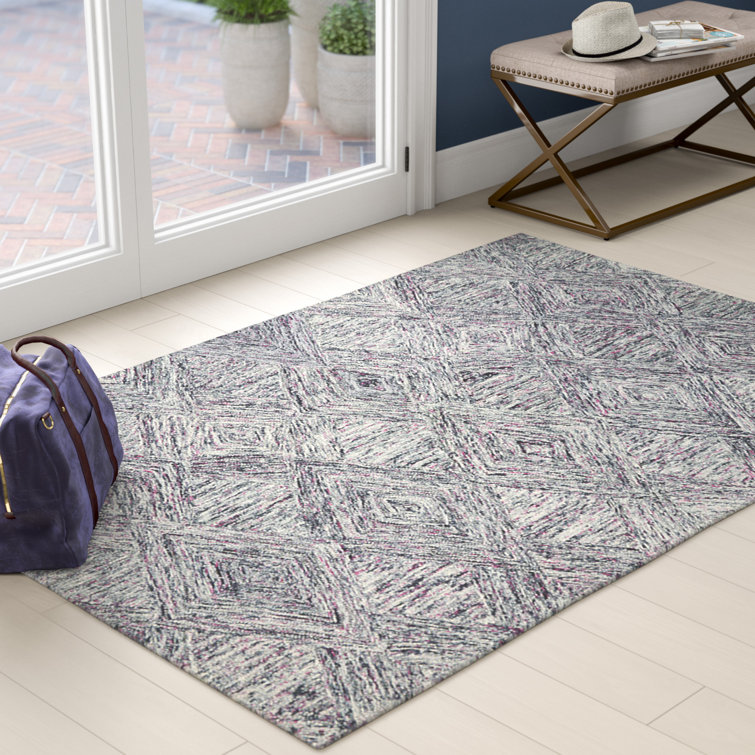 Tapis gris anthracite / mauve en laine touffeté à la main Divernon