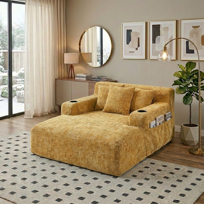 Canapé-lit Chenille, Yellow