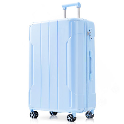 Hardshell Luggage, Lightweight Durable ABS Suitcases With Double Wheels, Expandable 24 Inch Checked Travel Luggage (Skyblue)
