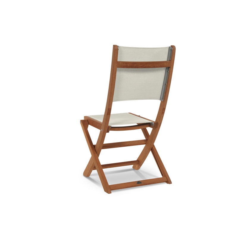 Stella Folding Teak Patio Dining Chair, White