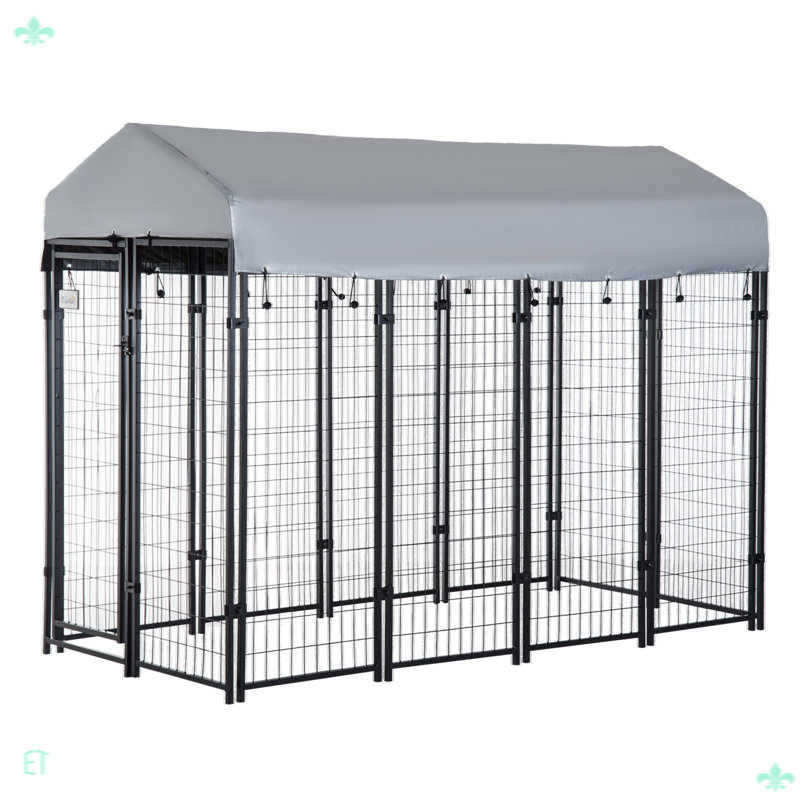 Dog Kennel Dog Exercise Pen With Lockable Door, Water-Resistant Canopy, 71.92" H x 95.92" W x 48.13" D