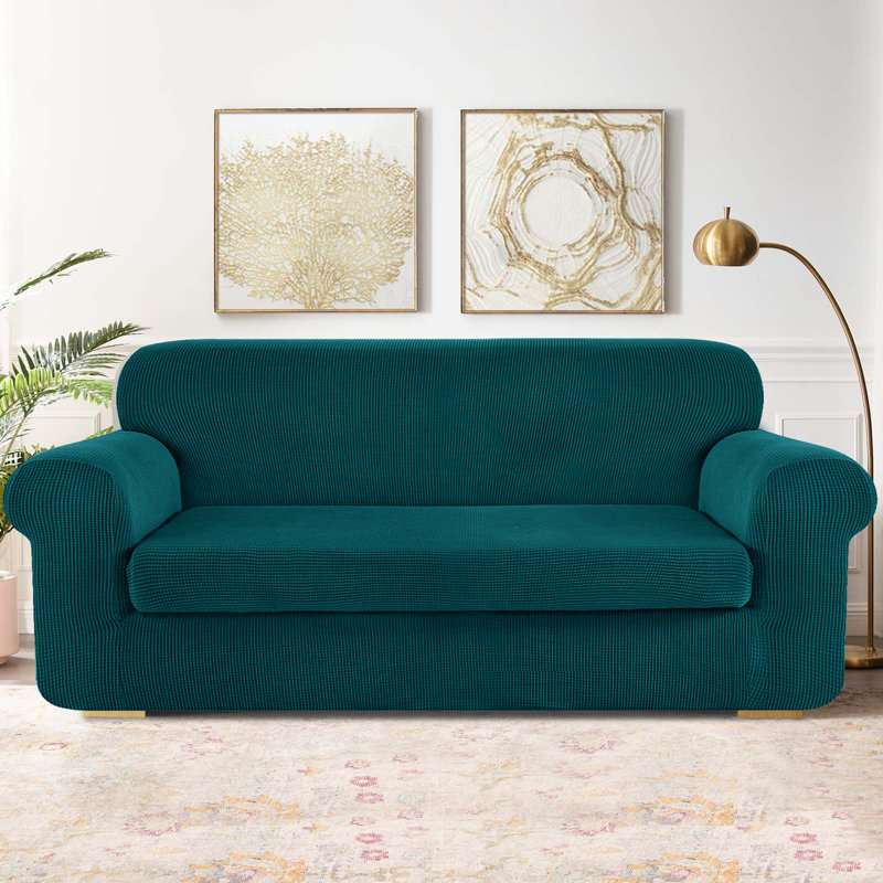 Arainy Box Design Loveseat Slipcover, Coral Pink