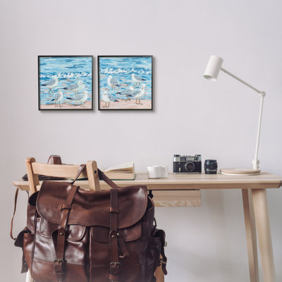 "Stupell Industries Sandpipers on Shore", ensemble de 2 toiles murales par Melissa Wang