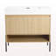 Ensemble de meuble-lavabo 36 po avec lavabo simple en résine, ensemble d'armoires de rangement modernes 2 portes, bois massif multicouche, chêne