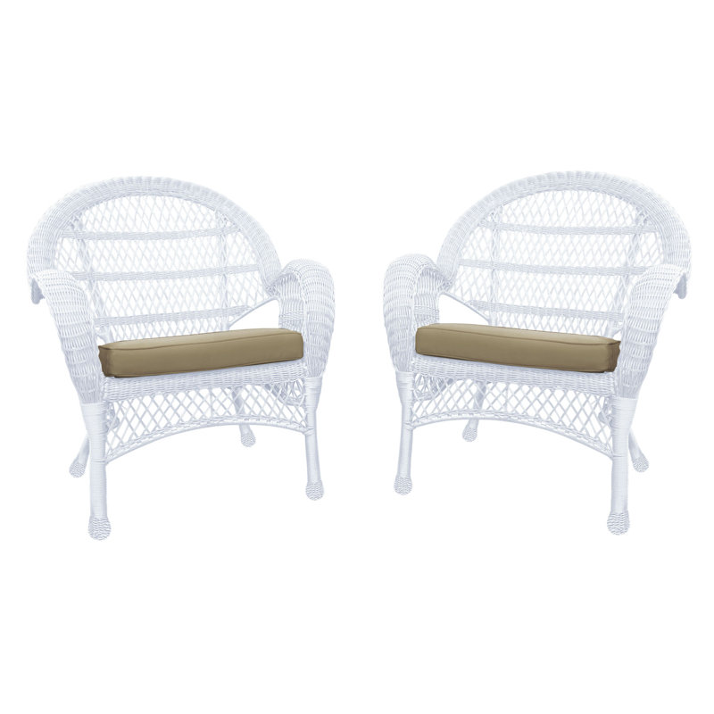 Maltby Wicker Outdoor Lounge Chair, Tan, White