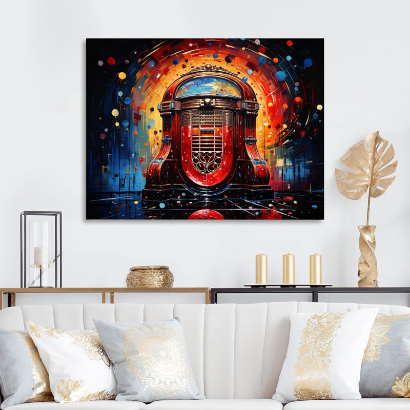 Jukeboxe Popart Rhythm Reflections I - impression, H 24 po x l 32 po x P 1 po, Toile tendue