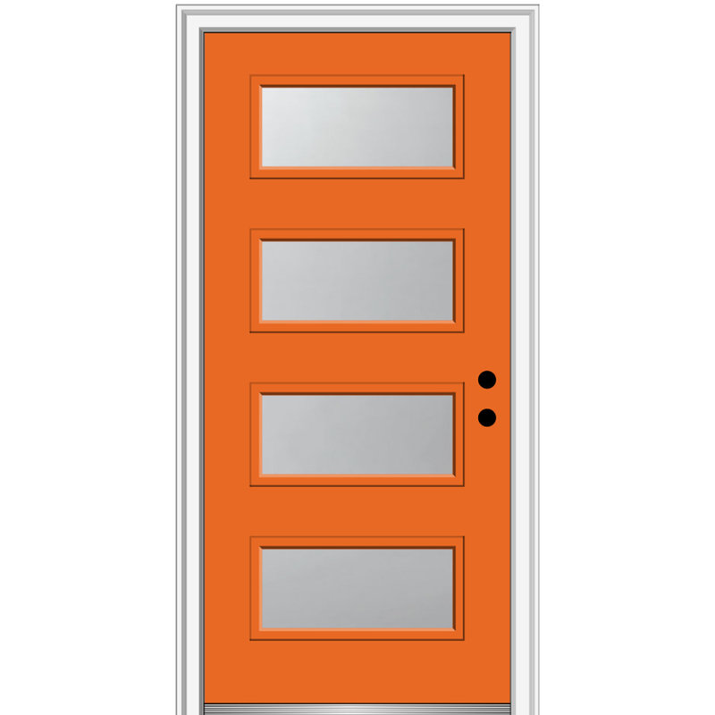 Porte d'entrée pré-suspendue en acier Spotlight, S'ouvre à gauche vers l'intérieur, H 80 po x l 36 po x P 1,75po, Noir