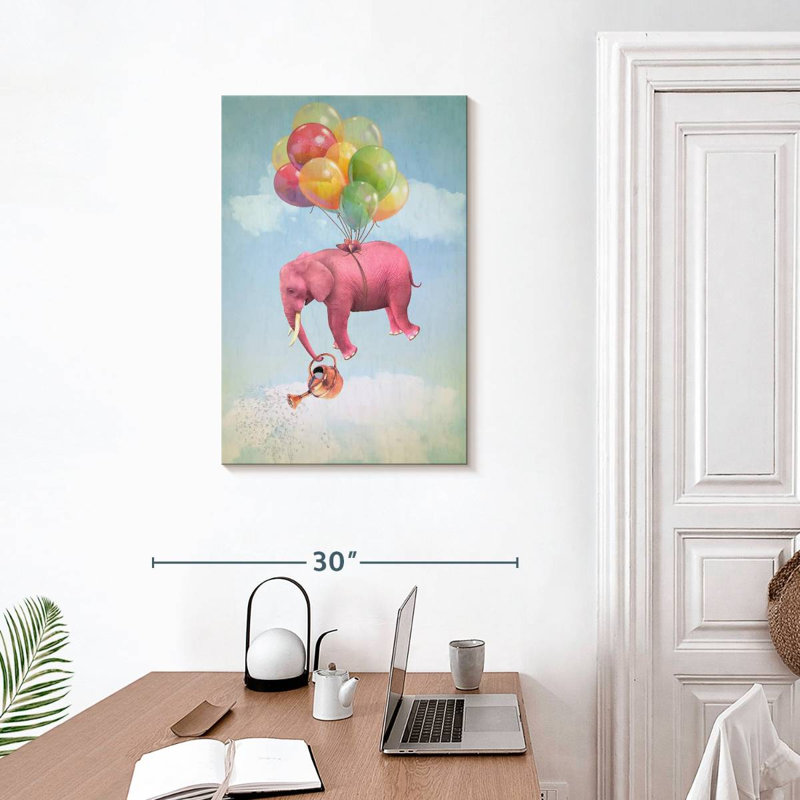 Floating Pink Elephant, 30" H x 20" W