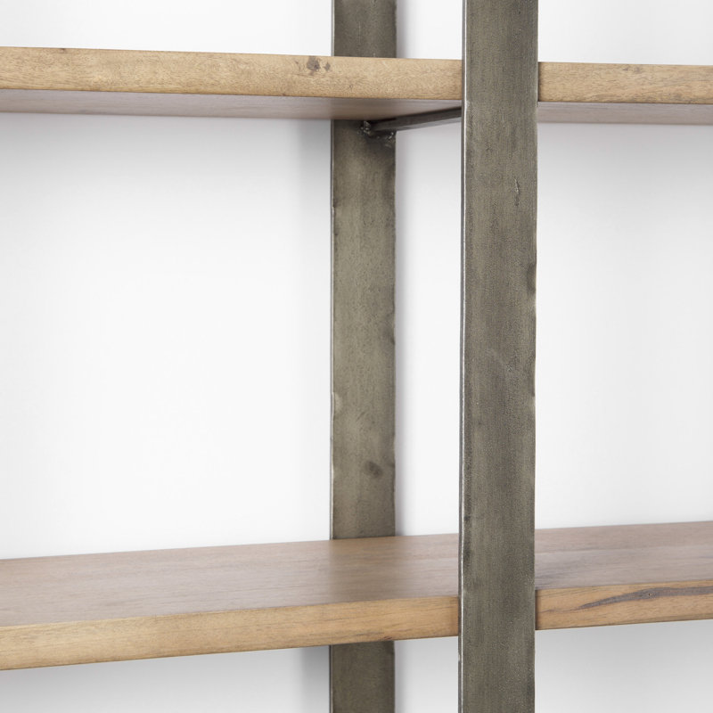 Tauton II 90" Bookcase, Antique Nickel/Medium Brown