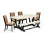 L'ensemble de 6 pièces comprend une table de salle à manger en lin blanc et un banc de salle à manger, ainsi que 4 chaises de salle à manger en tissu de lin sable clair - finition noire brossée-73486330-73486333-9751908