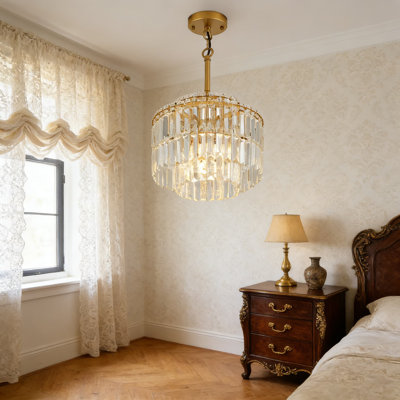 Luminaire de lustre en cristal moderne, plafonnier semi-encastré avec 4 lumières pour salle à manger, chambre à coucher, entrée, couloir et salon, finition dorée avec capacité à intensité variable