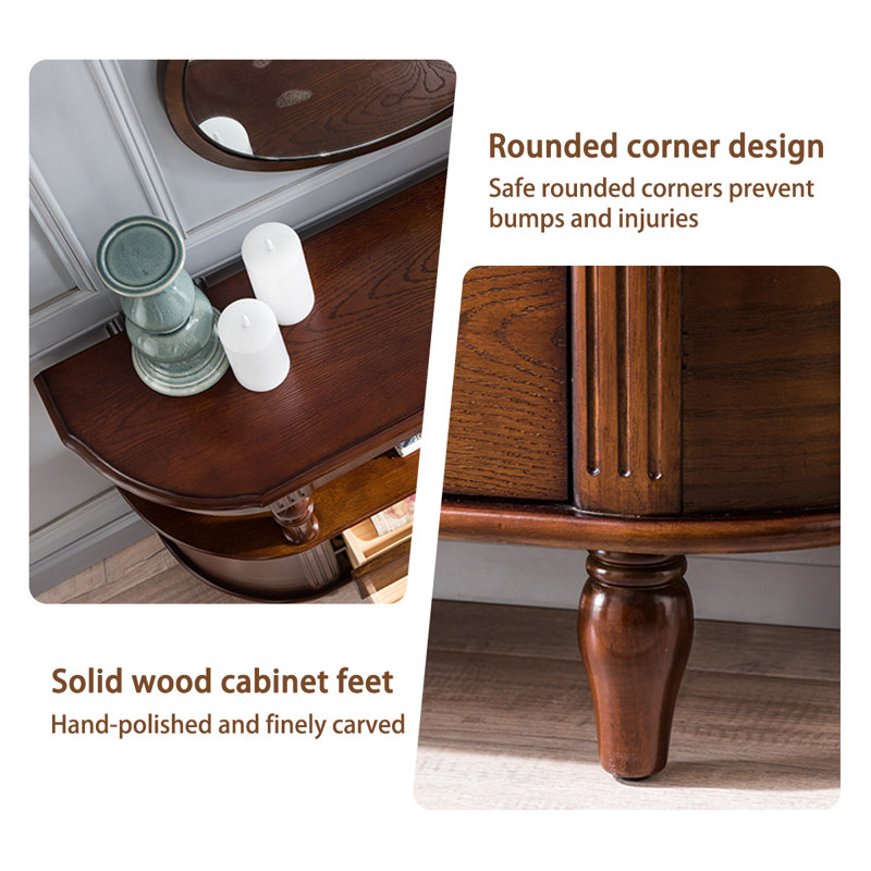 Retro Solid Wood Rectangular Entryway Cabinet, 32.68" H x 39.37" W x 11.81" D