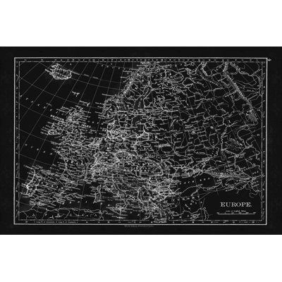 «Blackprint Map of Europe» - Impression sur toile tendue