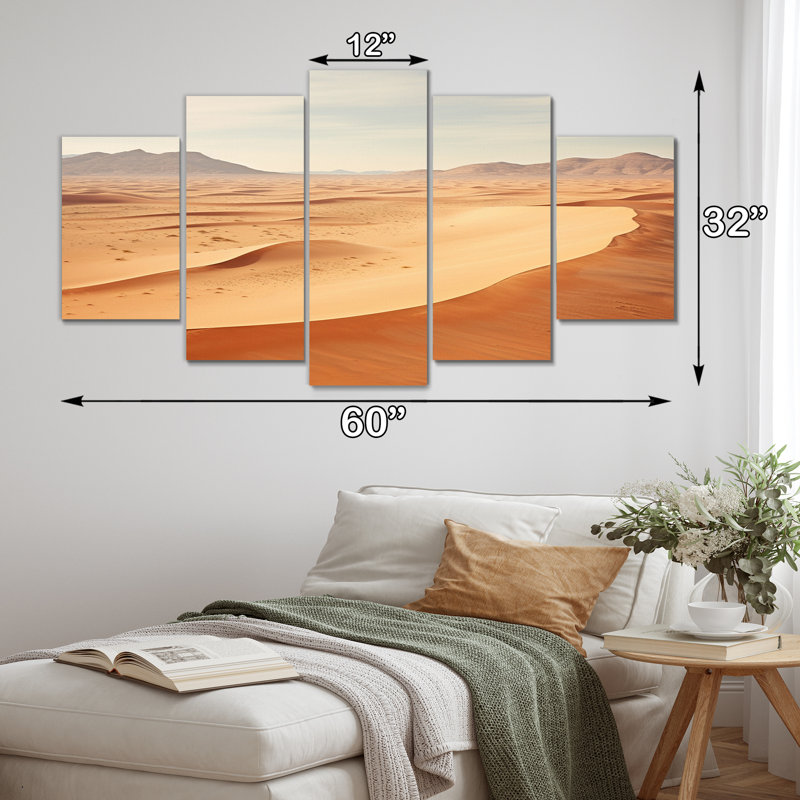 «Scenic Landscape Desert Infinite Horizon III», impression d'art sur toile - 5 panneaux