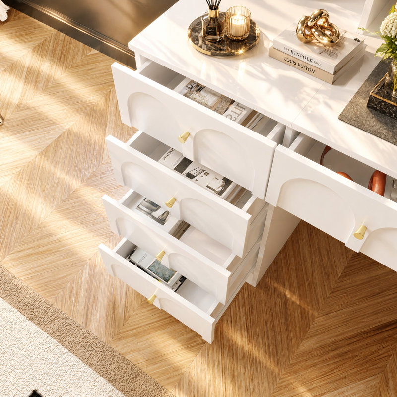 Bureau de coiffeuse polyvalent avec rangement massif