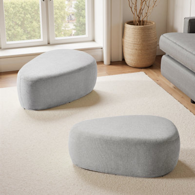 Caras Upholstered Light Gray Triangular Compression Ottoman No Assembly Required (Set of 2)
