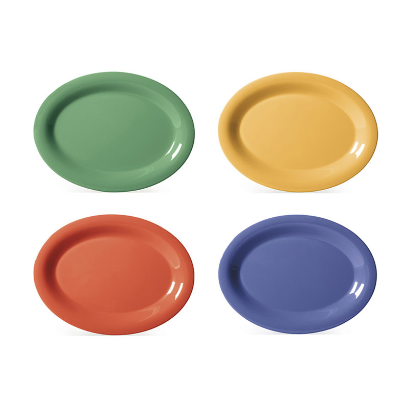 Assorted Color Melamine Oval Serving Platters, Set of 4