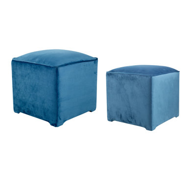 Tabourets carrés rembourrés - ensemble de 2 - bleu