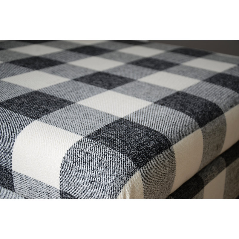 Repose-pieds de rangement carré à carreaux 30 po Owasso, Beige / lin gris anthracite, Noir