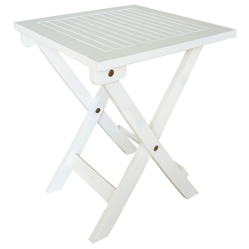 Table d'appoint pliante en bois massif Joseline, Blanc