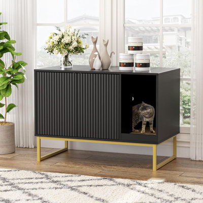Enceinte de litière pour chat, litière cannelée cachée