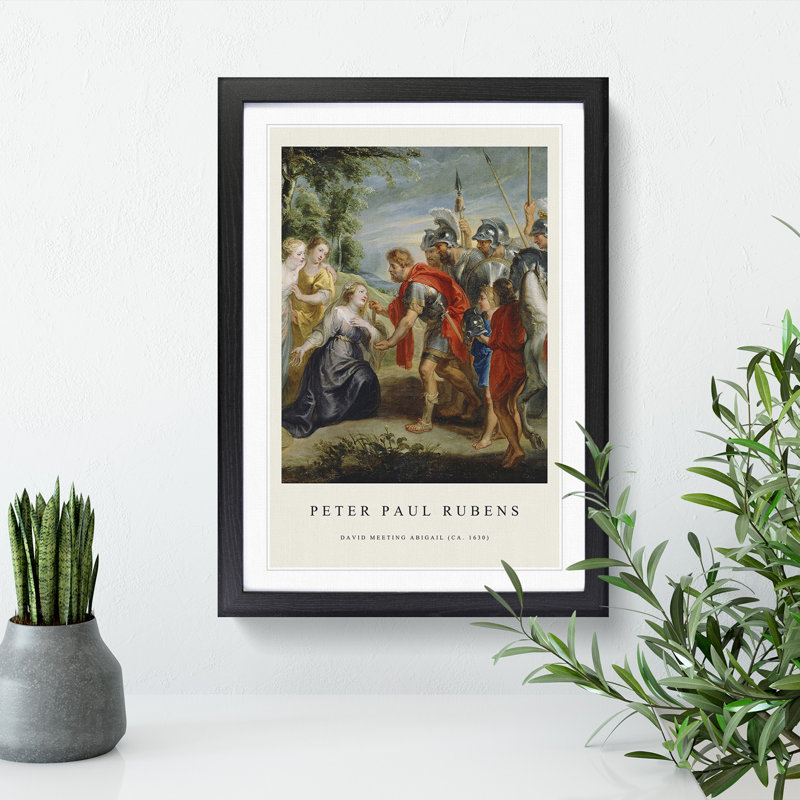 Abigai and David by Peter Paul Rubens - Picture Frame Painting, 65cm H x 48cm W x 2cm D, Black Framed