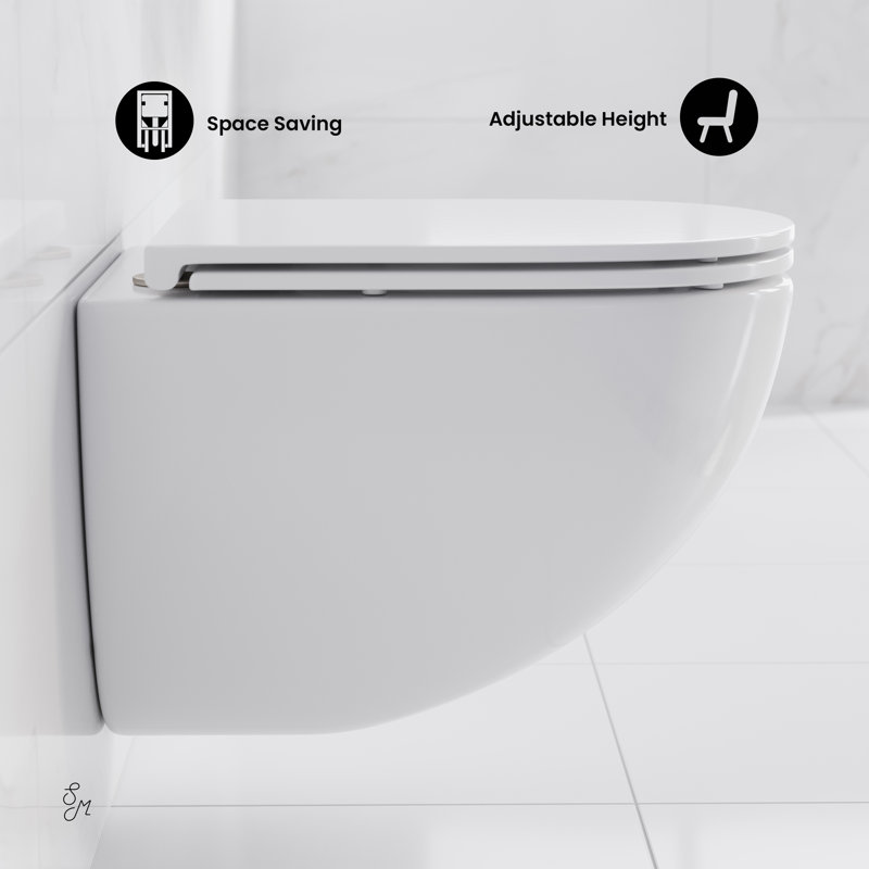 St. Tropez Wall-Hung Toilet Bundle 0.8/1.6 GPF Dual Flush in Glossy White with Flush Plate, Glossy white